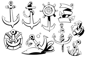 Anchor black and white vector