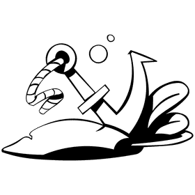 Anchor bottom black and white clipart