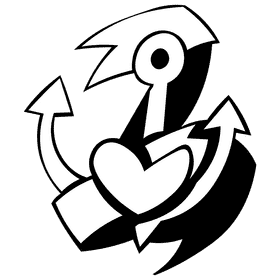 Anchor heart black and white clipart