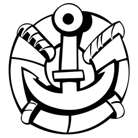 Anchor lifebouy black and white clipart