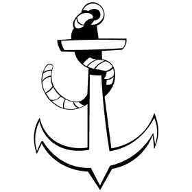 Anchor rope black and white clipart