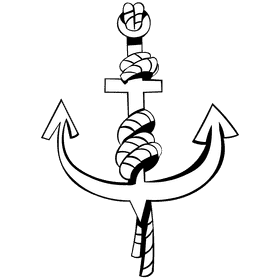 Anchor rope black and white clipart
