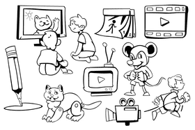 Animation black and white vector