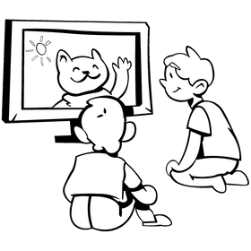 Animation cartoon black and white clipart