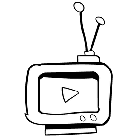 Animation tv black and white clipart