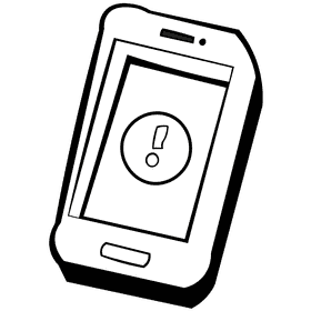 Attention phone black and white clipart