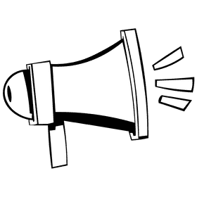 Attention speaker black and white clipart