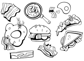 Bacon black and white vector