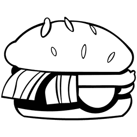 Bacon burger black and white clipart