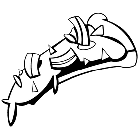 Bacon pizza black and white clipart