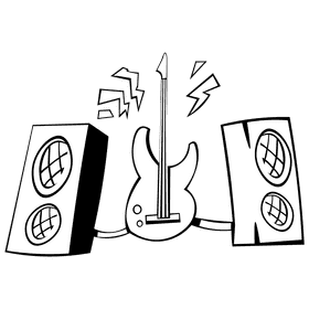 Bass guitar bass black and white clipart