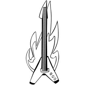 Bass guitar cool black and white clipart