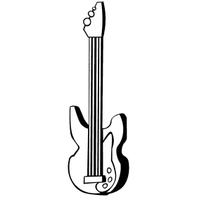 Bass guitar dark black and white clipart