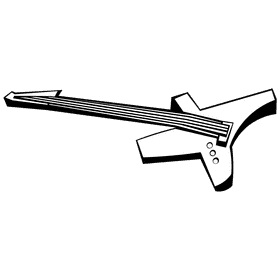 Bass guitar yellow black and white clipart