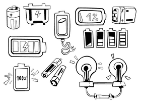 Battery black and white vector