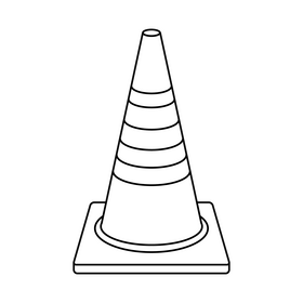 Traffic cone drawing black and white clipart