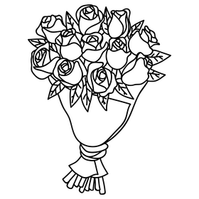 Mothers day flowers bouquet black and white clipart