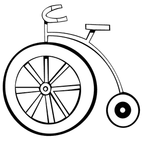 Bike big wheel black and white clipart