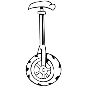 Bike unicycle black and white clipart