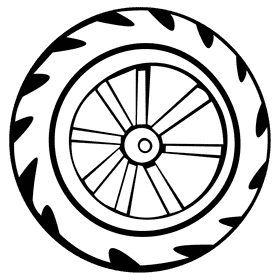 Bike wheel black and white clipart
