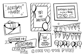 Birthday invitation black and white vector