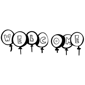 Birthday invitation balloons black and white clipart