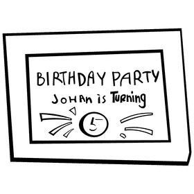 Birthday invitation blue black and white clipart