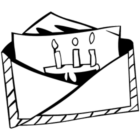 Birthday invitation cake black and white clipart