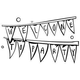 Birthday invitation flags black and white clipart