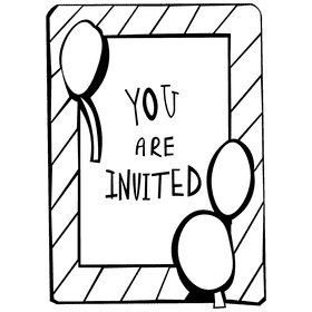 Birthday invitation stripes black and white clipart
