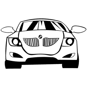 Bmw white front black and white clipart