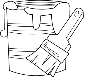 Brush bucket black and white clipart