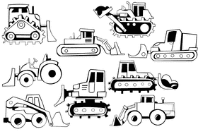 Bulldozer black and white vector