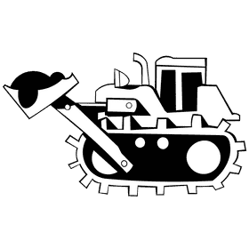 Bulldozer black and white clipart