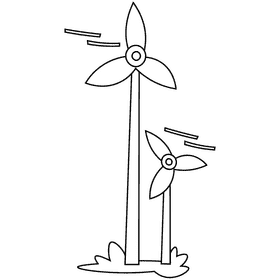 Environment wind turbines black and white clipart