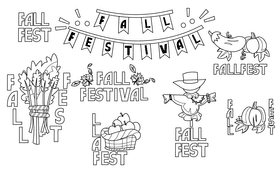 Fall festival black and white vector
