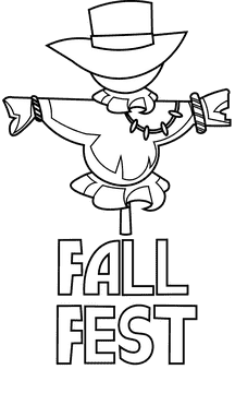 Fall festival scarecrow black and white clipart