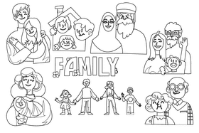 Family black and white vector