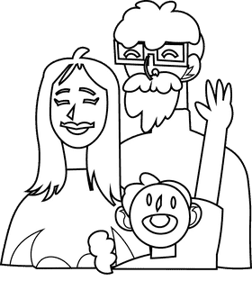 Family black and white clipart