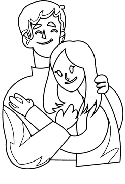 Family young black and white clipart