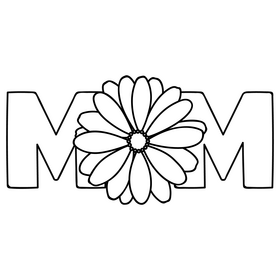 Mothers Day MOM flower black and white clipart