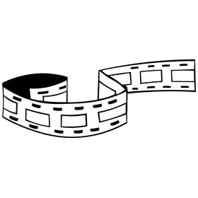 Film reel curved tape black and white clipart