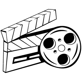 Film reel сlapper board black and white clipart