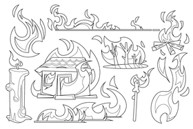 Fire black and white vector