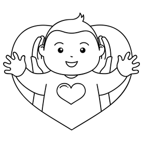 Happy Mothers Day Mom and Baby drawing black and white clipart