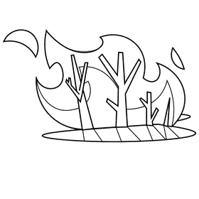 Fire forest black and white clipart