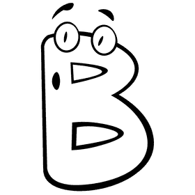 Alphabet letter b black and white clipart