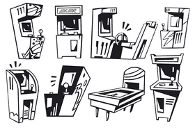 Arcade machine black and white vector