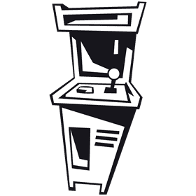 Arcade machine front black and white clipart