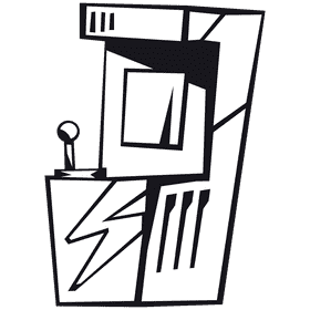 Arcade machine game over black and white clipart